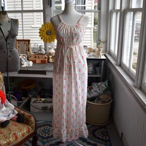 Vintage 70s JR Bazaar Sears Floral Maxi Dress Empire Waist Prairie Cottage Small